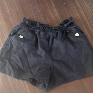 Janie and Jack Girls Linen Black Ruffle Waist Shorts